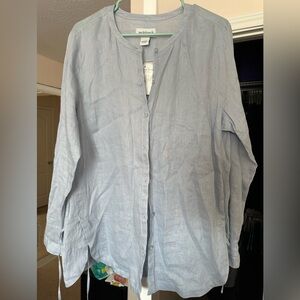 Peck & Peck Soft Gray Linen Blouse